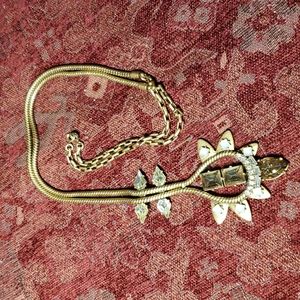 Lia Sophia Gold Tone Crystal Pendant Necklace.
